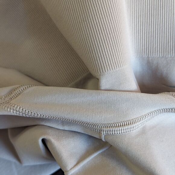 Gymshark Seamless Leggings in Beige / Grey sz M Ribbed Logo Waistband - Picture 7 of 9